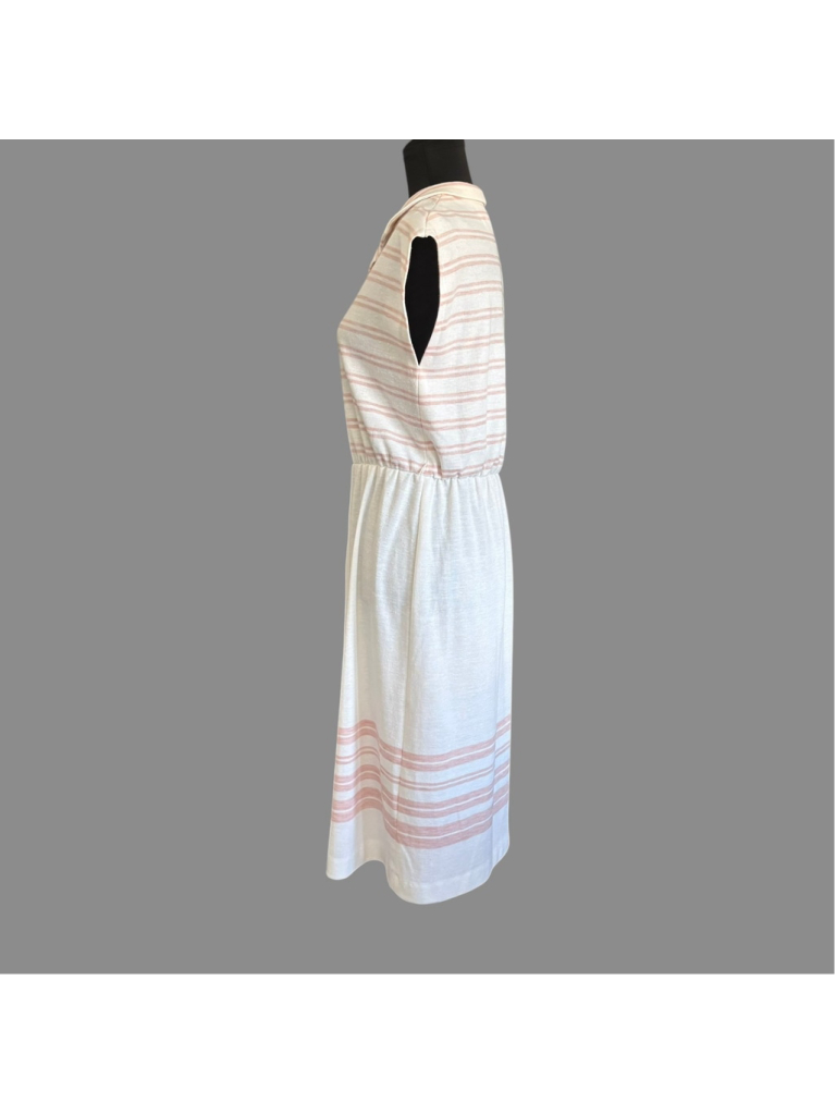 Vintage 80s Route One White & Pink Stripe Short Sleeve Shirt Dress Size S M P — image 6 of 8